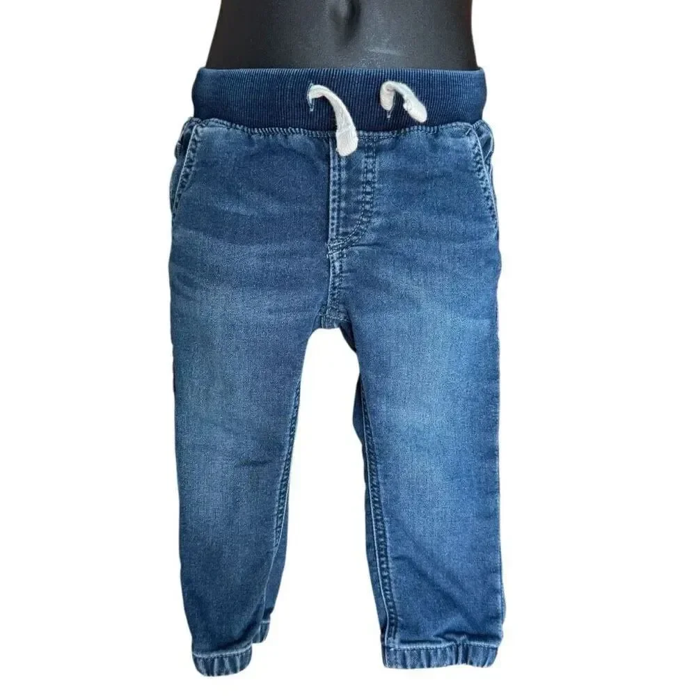Boys Baby Gap Dark Rinse Pull On Drawstring Jogger Jeans - Sz 18-24 mo